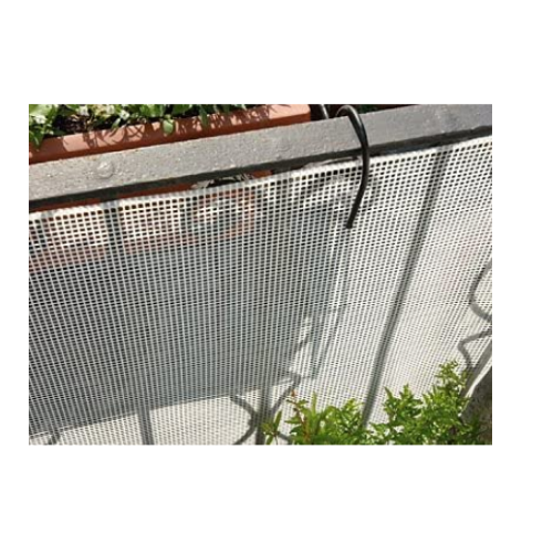 Rete Protezione in Plastica a maglie piccole per balconi, ringhiere,  cancelli, ARGENTO 1x25 m