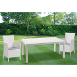 TAVOLO DA ESTERNO GIARDINO LINEA 'MELODY' IN RESINA EFFETTO RATTAN CM 160 X 94 X 74H COLORE BIANCO